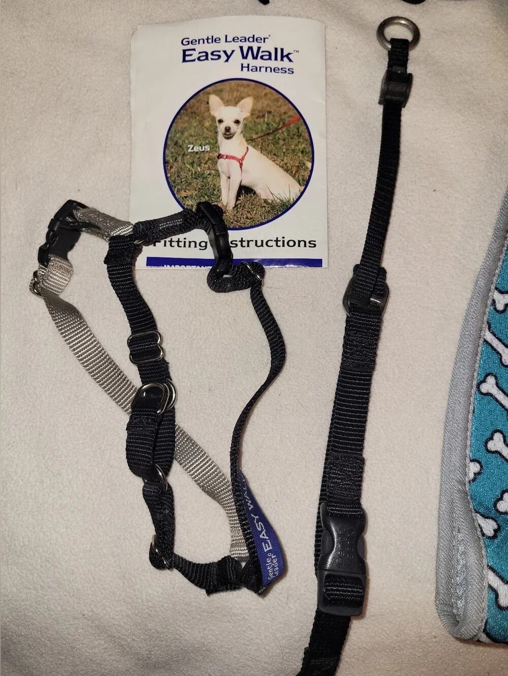 Supet Dog Grooming Hammock Harness for Dogs Cats Coral Blue Small + Gentle Lead